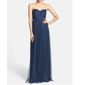 Jenny Yoo Annabelle Convertible Tulle Column Gown Dress Size 4 Navy LOOK !!